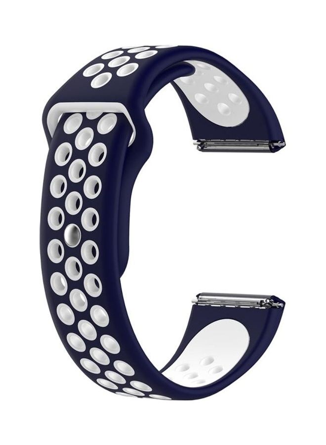 BGM Silicone Replacement Watchband For Fitbit Versa Two-tone Dark Blue/White