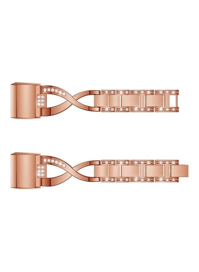 BGM X-shaped Diamond-Studded Solid Stainless Steel Wrist Strap Watch Band For Fitbit Charge 2 Rose Gold - Image 5