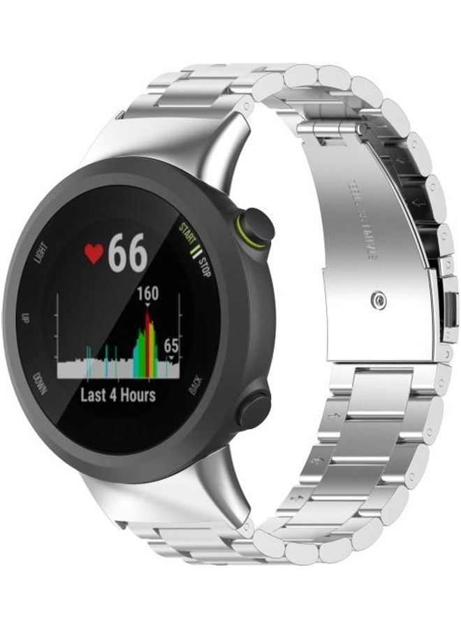 بي جي إم سوار معصم بديل من الإستانلس ستيل بثلاث خرزات لساعة جارمن فوررنر 45/ 45S/ سويم 2 فضي - Image 5