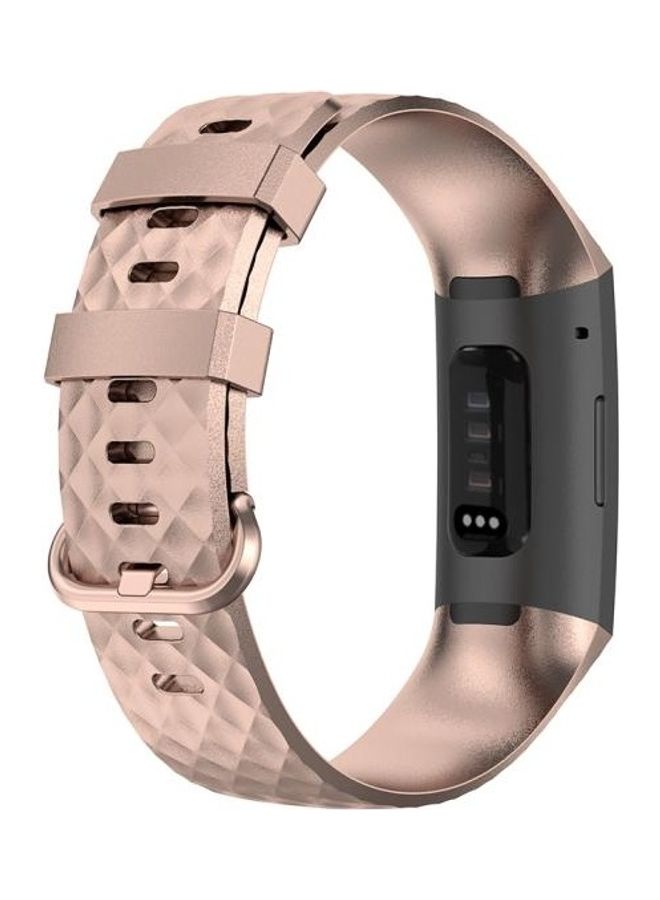 BGM Color Buckle TPU Wrist Strap For Fitbit Charge 4/Charge 3/Charge 3 SE Rose Gold - Image 4