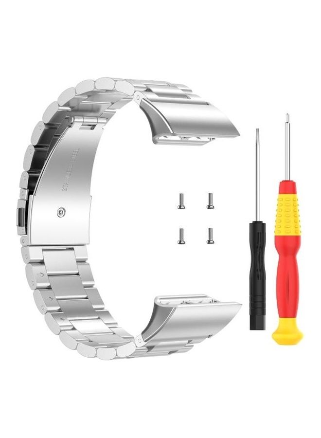 BGM Three Beads Stainless Steel Replacement Wrist Strap For Garmin Forerunner 35 / 30 Silver - Image 1