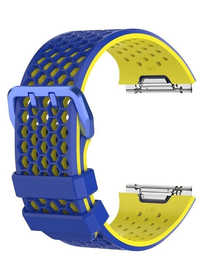 BGM Silicone Replacement Watchband with Buckle For Fitbit Ionic Two-tone Dark Blue/Yellow - Image 1