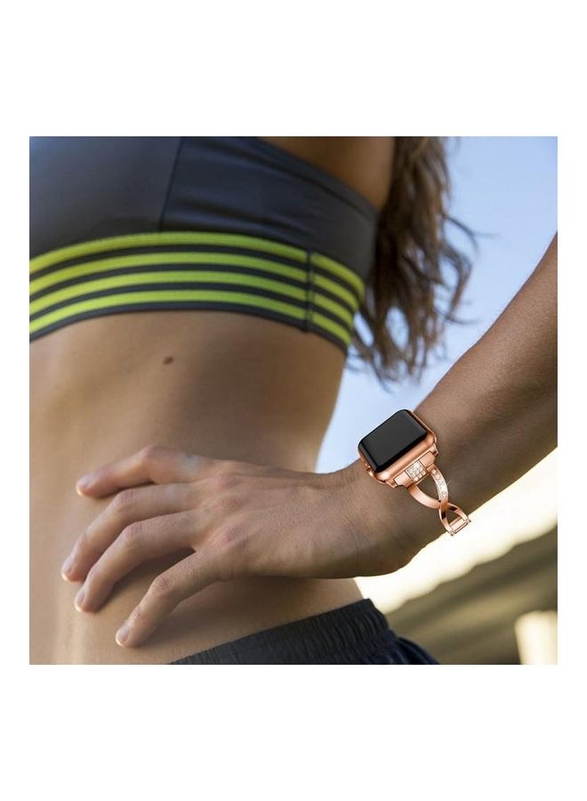 BGM Universal X-Shaped Metal Strap For Fitbit Versa 2 Rose Gold - Image 3