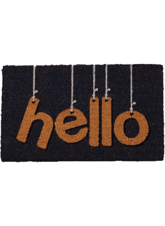 سجادة  صغيرة بتصميم كلمة "Hello". أسود 45x75سم 