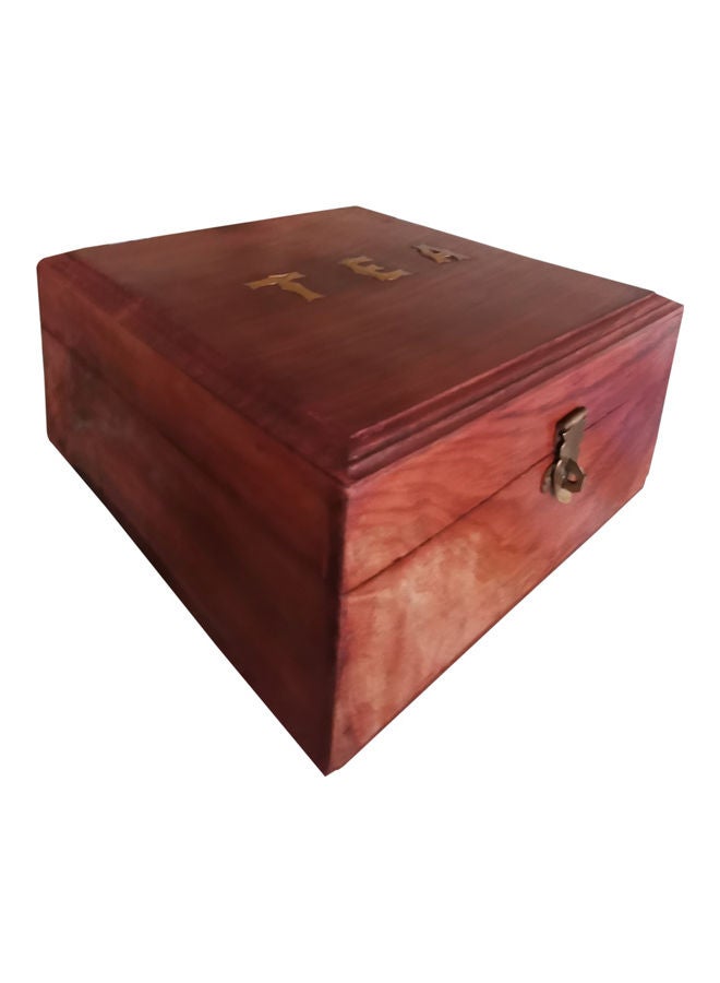 4-Slot Wooden Tea Box Organizer Brown 17 x 17cm - Image 4