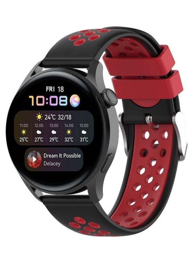 بي جي إم سِوار بديل لساعة هواوي 3/3 برو مقاس 22 مم أسود/ أحمر - Image 4