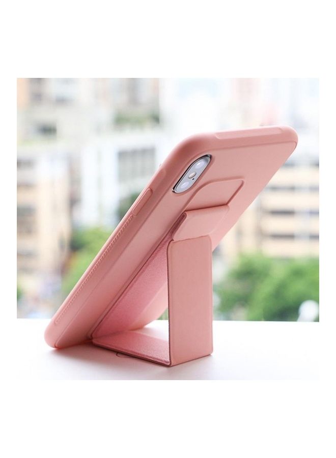 Protective Case Cover With Finger Grip Stand For Apple iPhone XS/X Pink