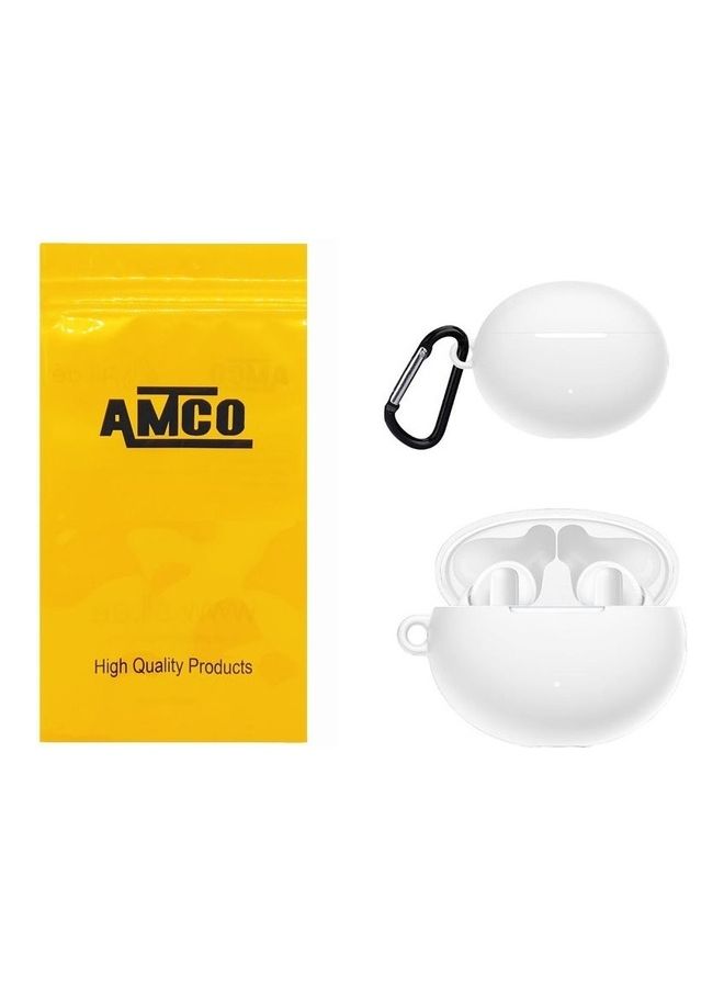 AMTCO Protective Silicone Case With Carabiner For Huawei FreeBuds 4i White  - Image 5
