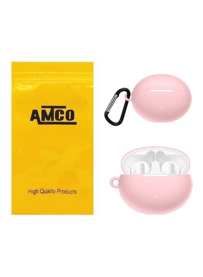 AMTCO Protective Silicone Case With Carabiner For Huawei FreeBuds 4i Pink  - Image 5