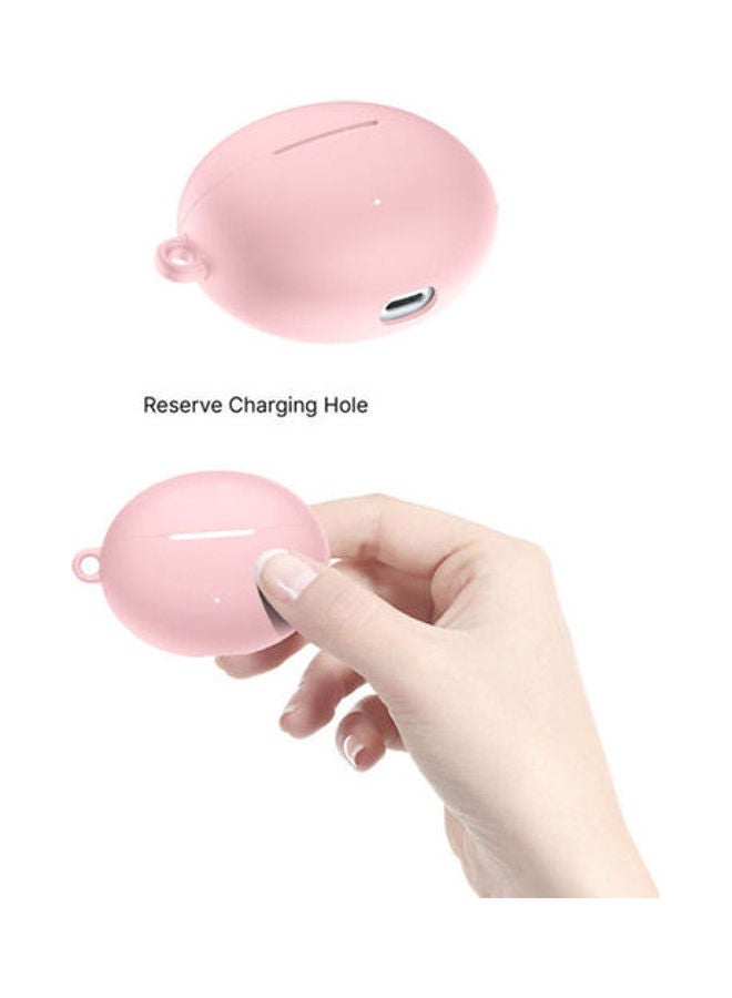 AMTCO Protective Silicone Case With Carabiner For Huawei FreeBuds 4i Pink  - Image 4