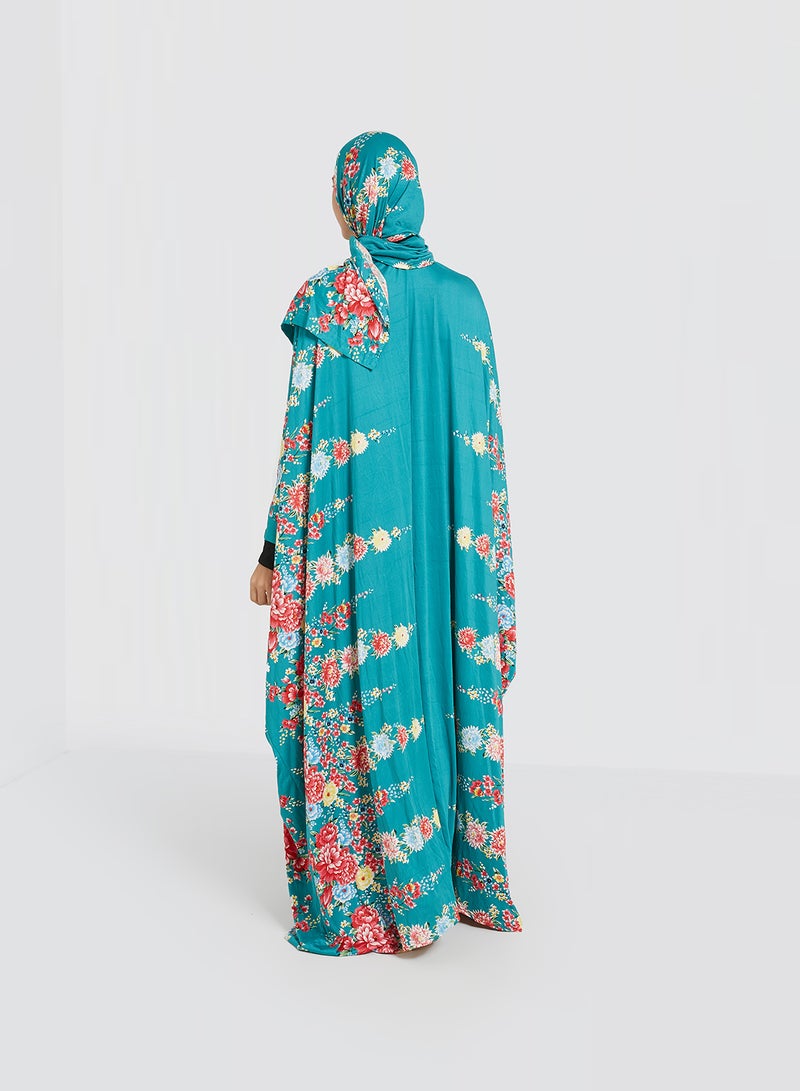 ARTLOOK Printed Isdal With Hijab Blue/Yellow/White - Image 2