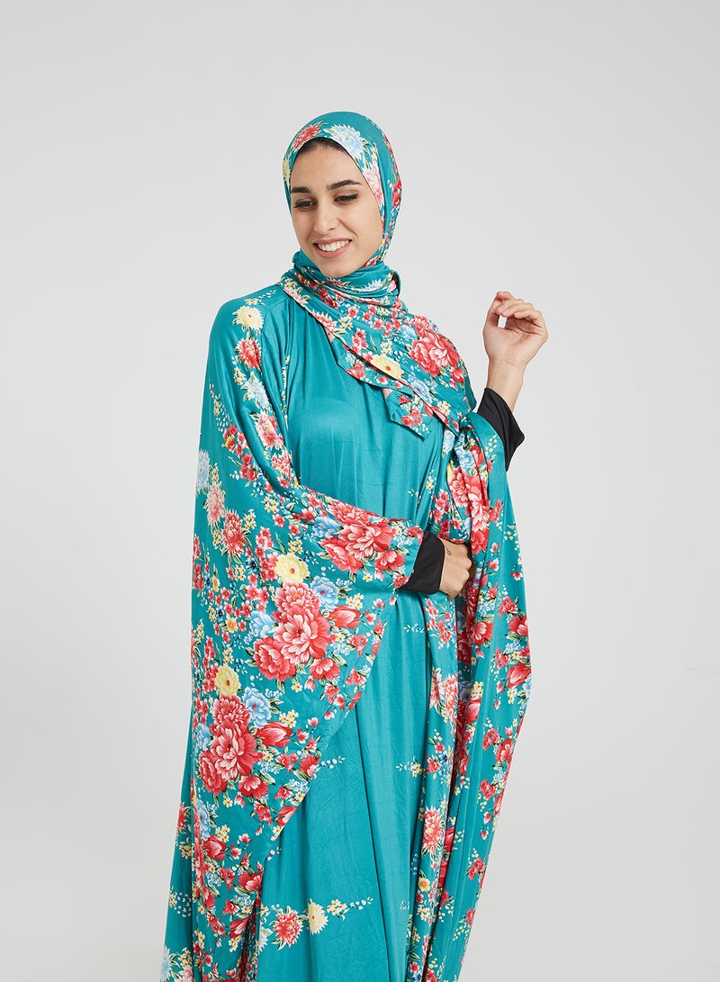 ARTLOOK Printed Isdal With Hijab Blue/Yellow/White - Image 3