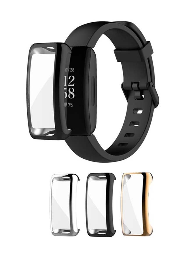 FITME 3-Piece Screen Protector Set For Fitbit Inspire 2 Black/Rose Gold/Silver  - Image 1
