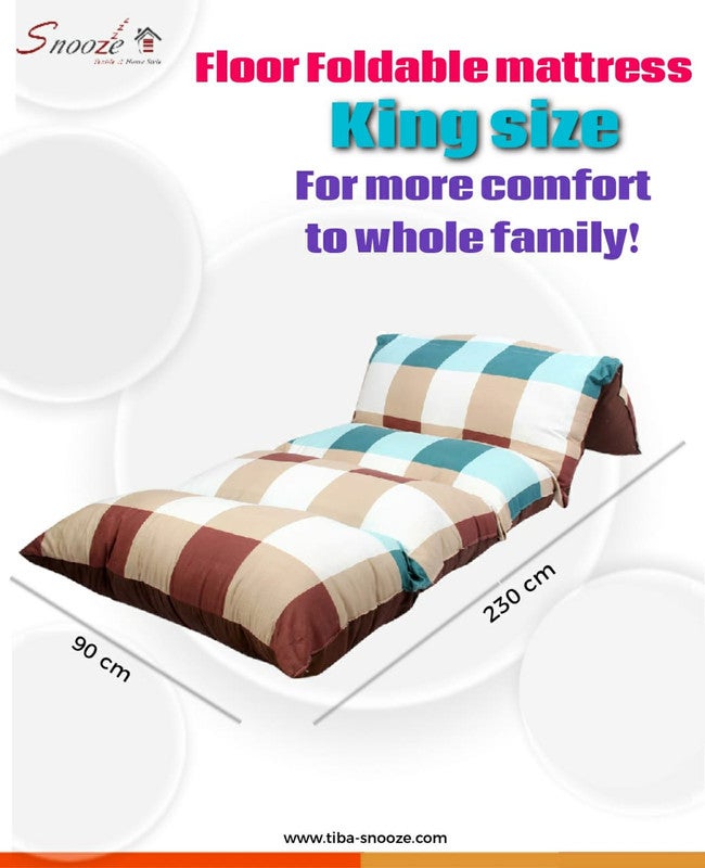 سنوز - فراش أرضي قابل للطي مايكروفايبر تصميم كارو براون 230*90سم - Image 1