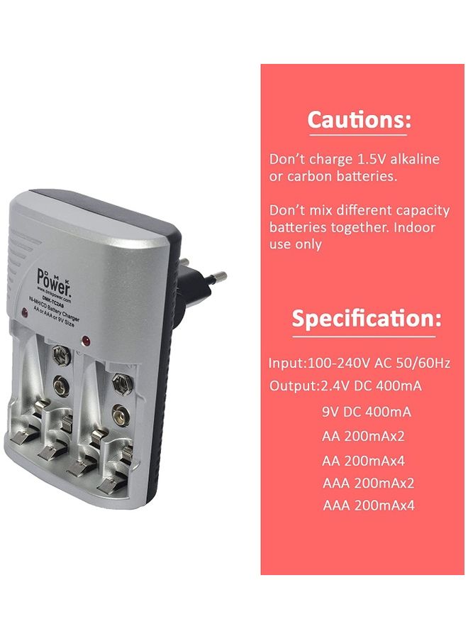 DMK Power 2800.0 mAh 1.2V AA Rechargeable Battery Kit with Smart Charger Silver - Image 3