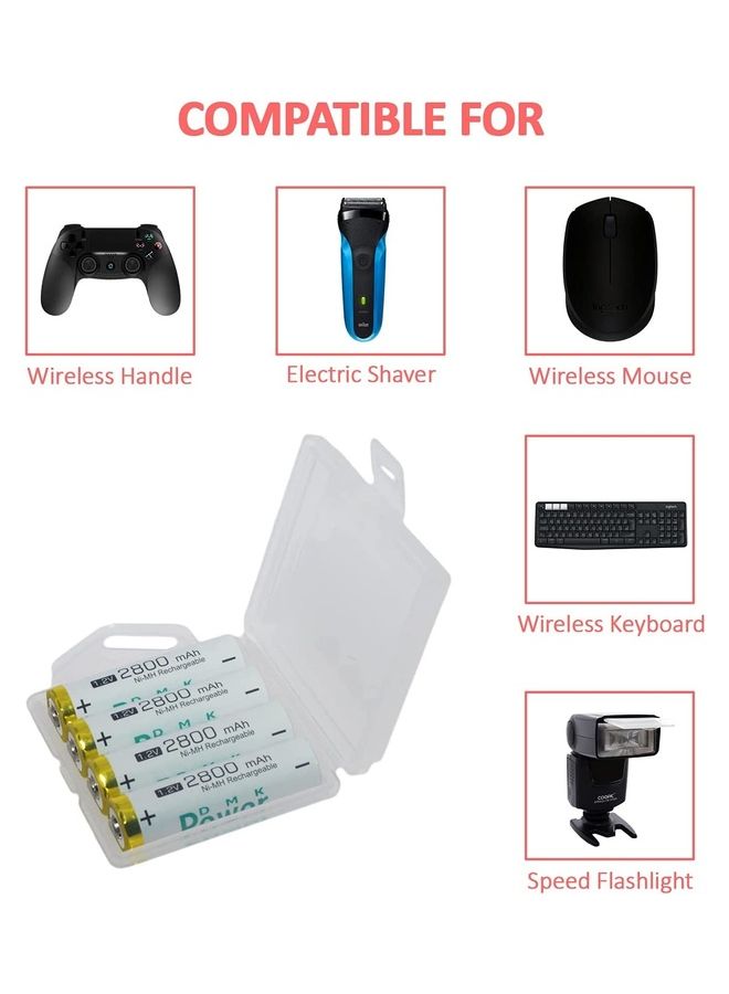 DMK Power 2800.0 mAh 1.2V AA Rechargeable Battery Kit with Smart Charger Silver - Image 5