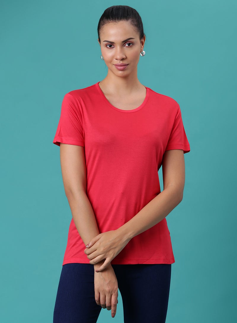 Aila Comfortable Stylish T-Shirt Red  - Image 1