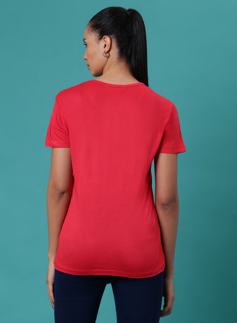 Aila Comfortable Stylish T-Shirt Red  - Image 2