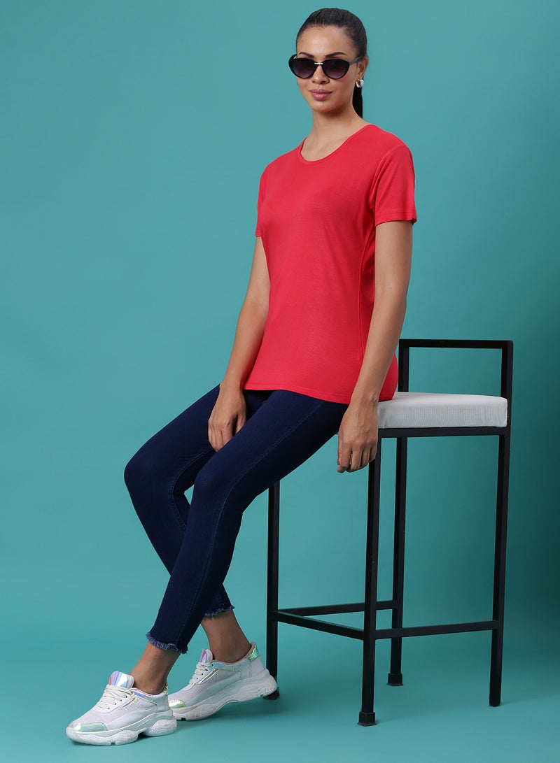 Aila Comfortable Stylish T-Shirt Red  - Image 3