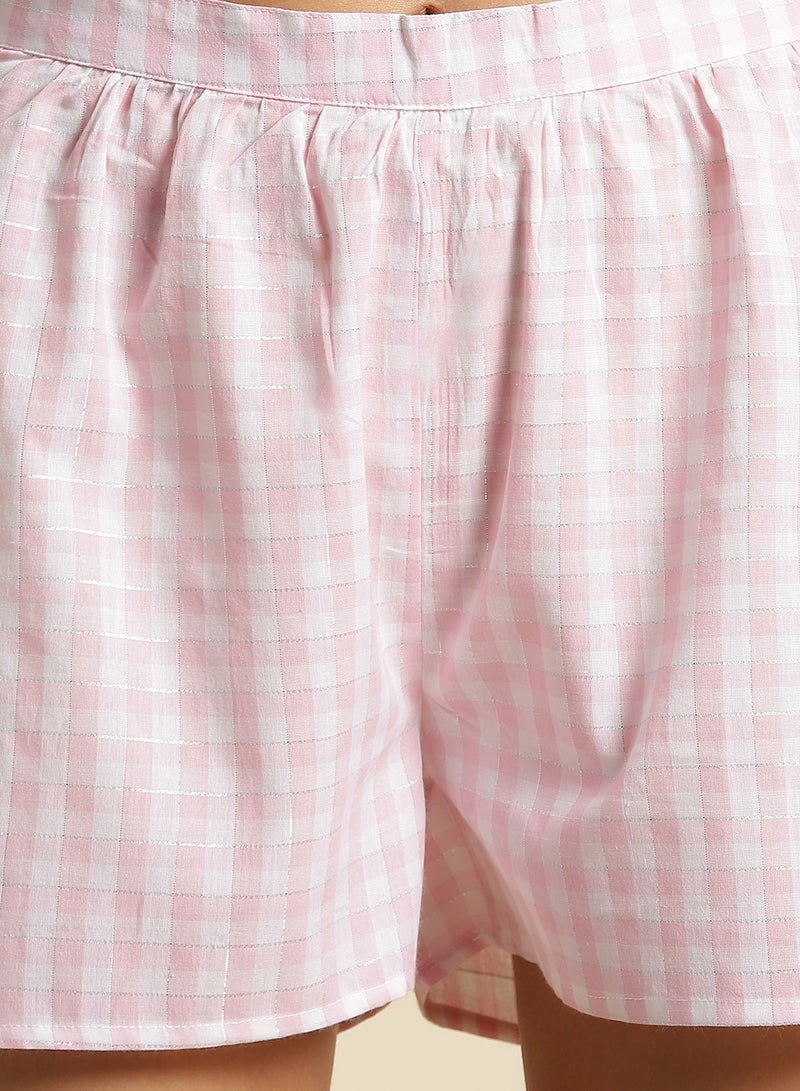Aila Stylish Vest And Shorts Set Pink/White  - Image 5