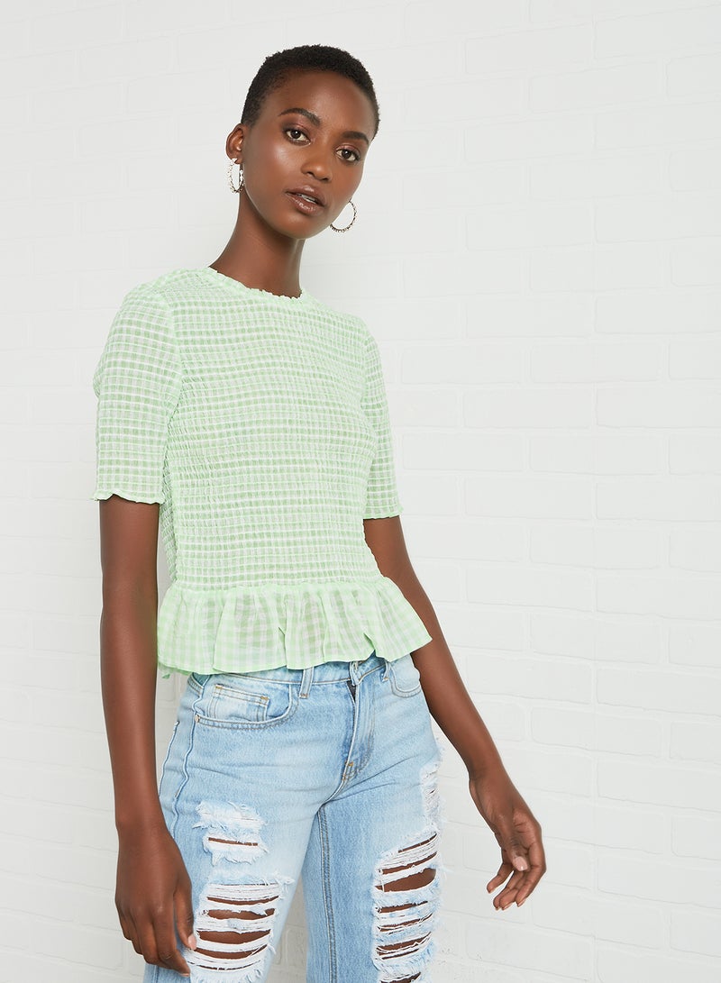 PIECES - Shirred Blouse Green - Image 1