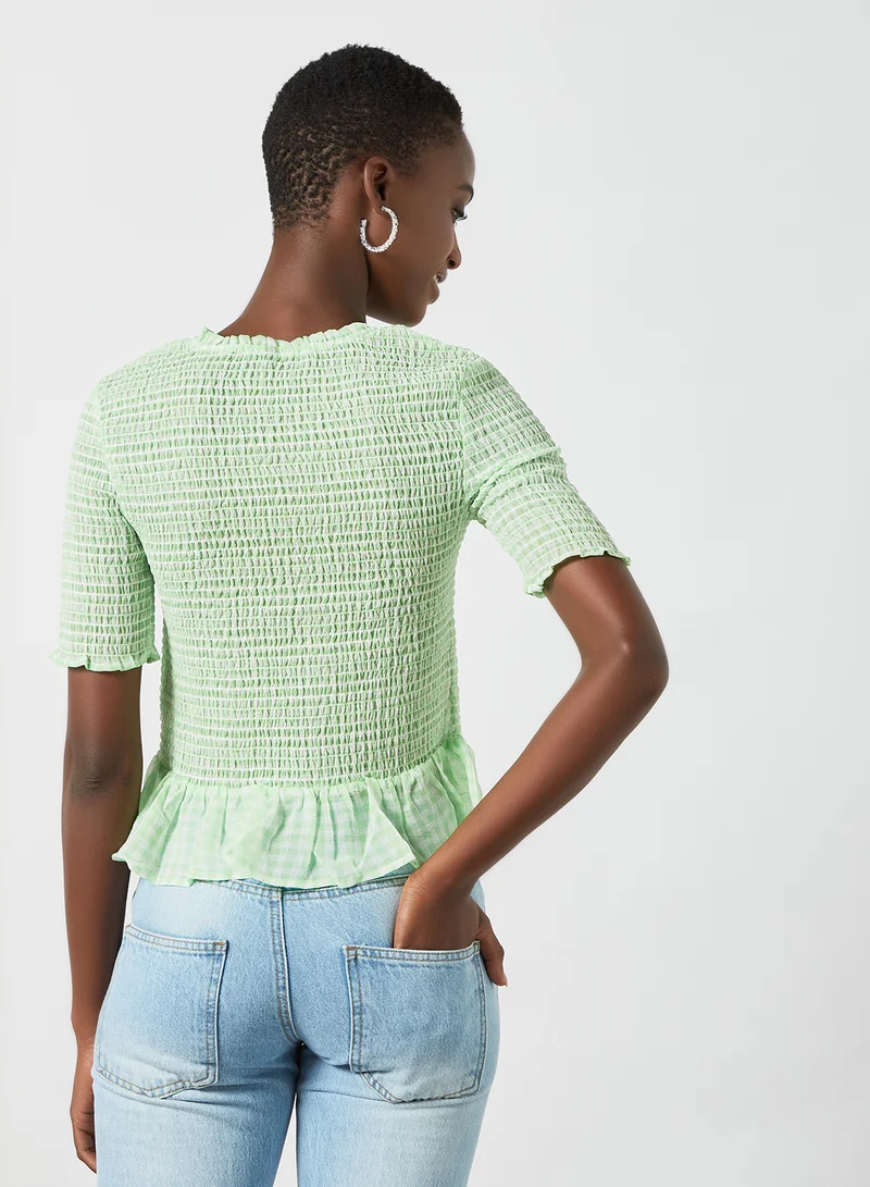 PIECES Shirred Blouse Green