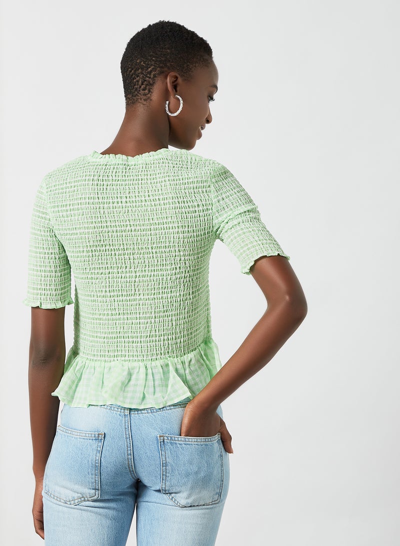 PIECES - Shirred Blouse Green - Image 1