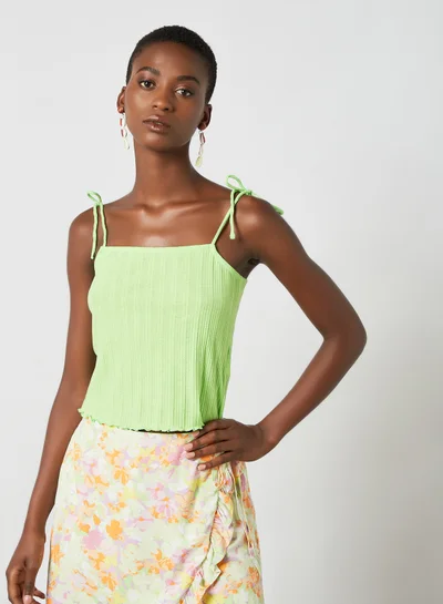 PIECES Tie-Up Strap Blouse Green