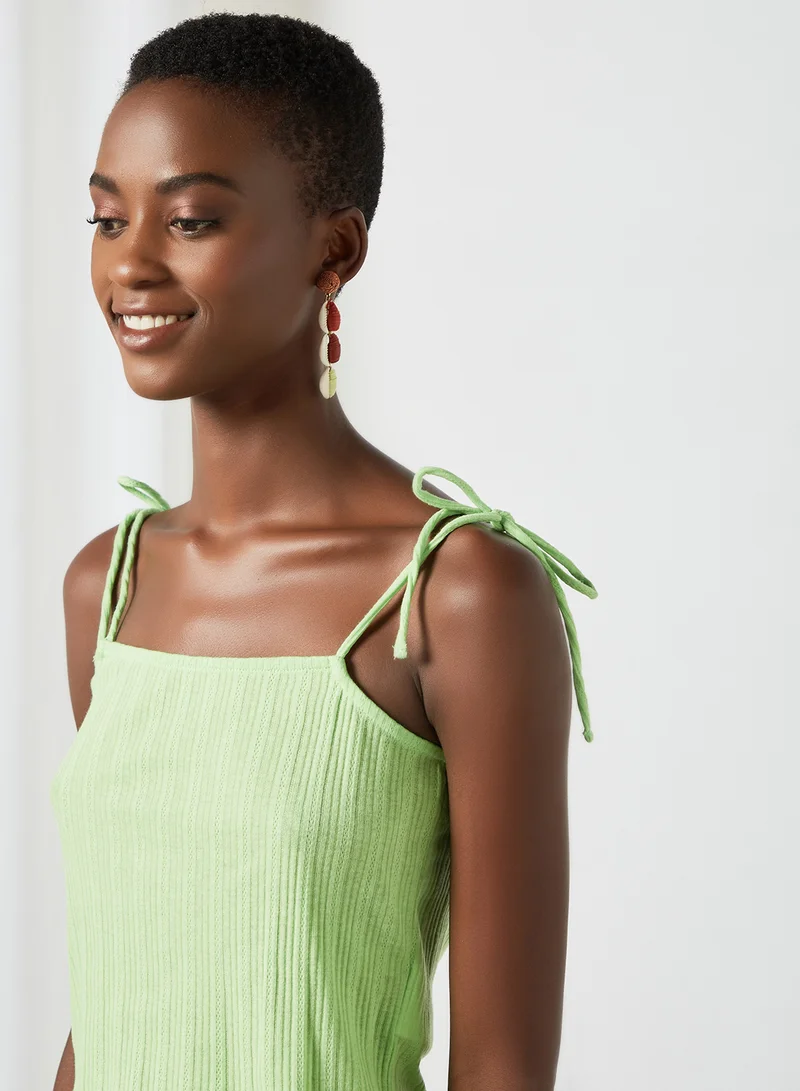 PIECES Tie-Up Strap Blouse Green