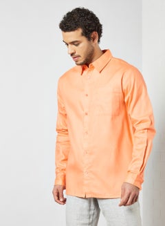 STATE 8 Casual Button Down Shirt Orange  - Image 1