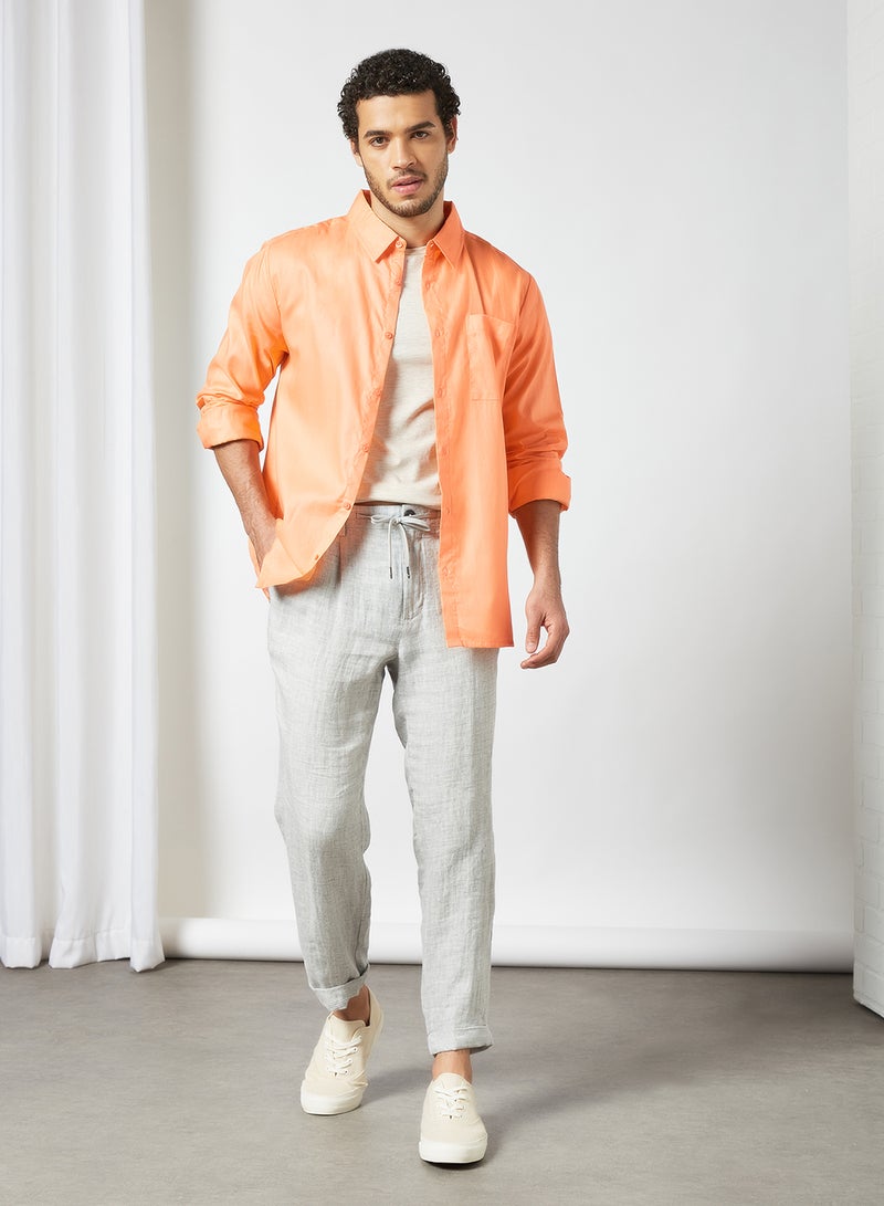 STATE 8 Casual Button Down Shirt Orange - Image 2
