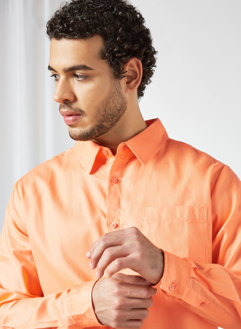 STATE 8 Casual Button Down Shirt Orange - Image 4