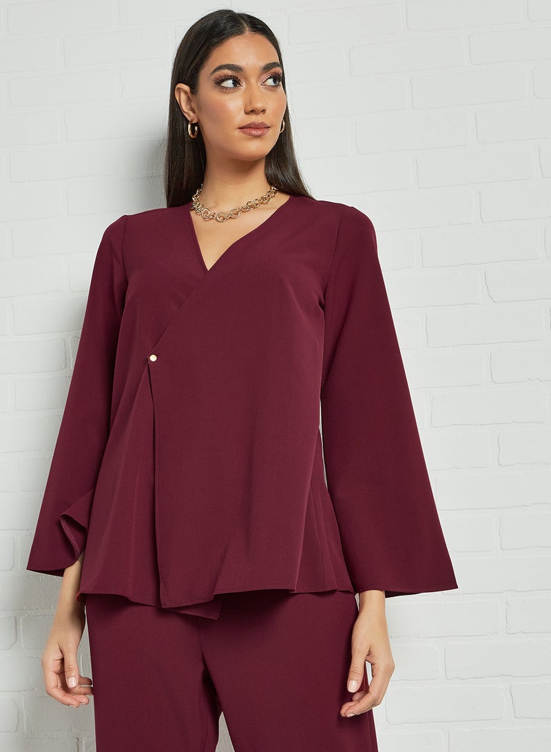 SIVVI for HANIYA V-Neck Top and Pants Set Red  - Image 2