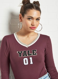 Sivvi x GenM Embroidered Slogan Bodysuit Maroon  - Image 1