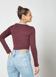 Sivvi x GenM Embroidered Slogan Bodysuit Maroon  - Image 3