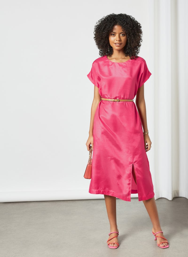 Aila Fashionable Round Neck Dress Pink  - Image 3