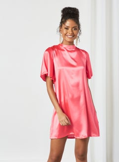 Fashionable Turtle Neck Dress Peach