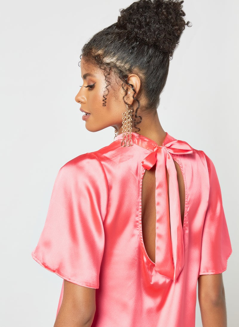 Aila - Fashionable Turtle Neck Dress Peach - Image 1