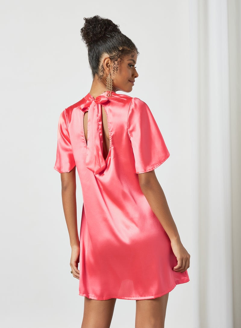 Aila - Fashionable Turtle Neck Dress Peach - Image 1