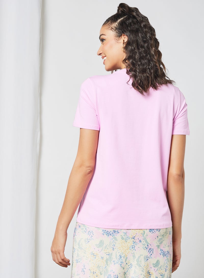 PIECES - Contrast Front Graphic T-Shirt Purple - Image 1