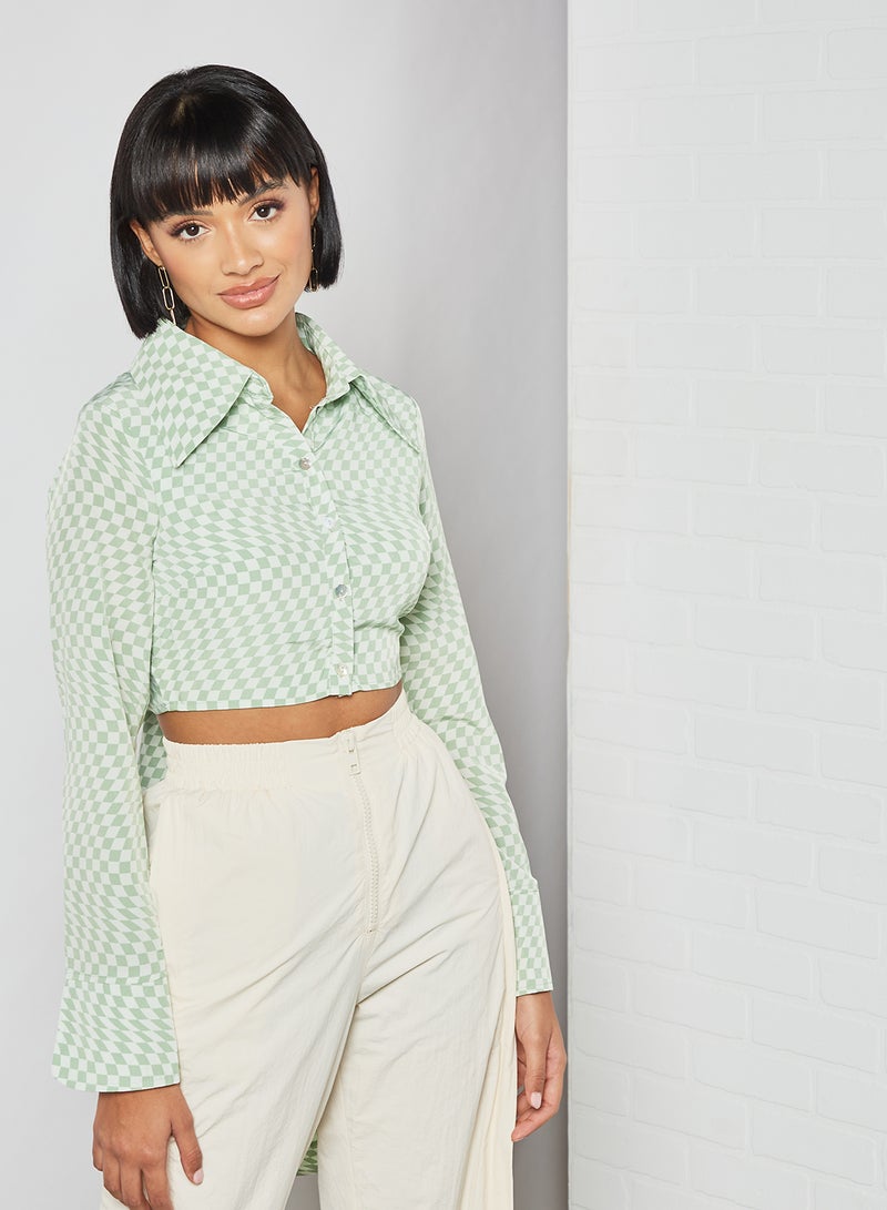 Checkered Print Crop Top Green - v1630933443/N46543852V_2