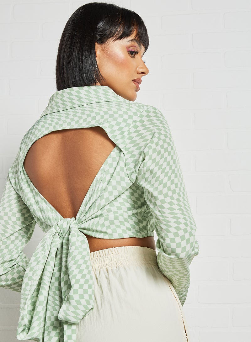 Checkered Print Crop Top Green - v1630933443/N46543852V_4