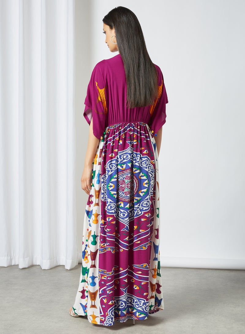 Bousni - Lace Embellished Jalabiya Multicolour - Image 1