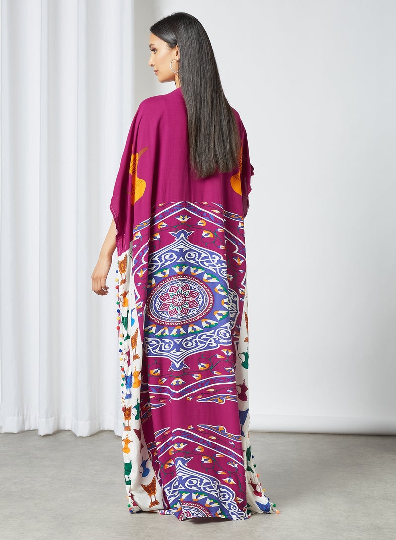 Bousni - Lace Embellished Jalabiya Multicolour - Image 1