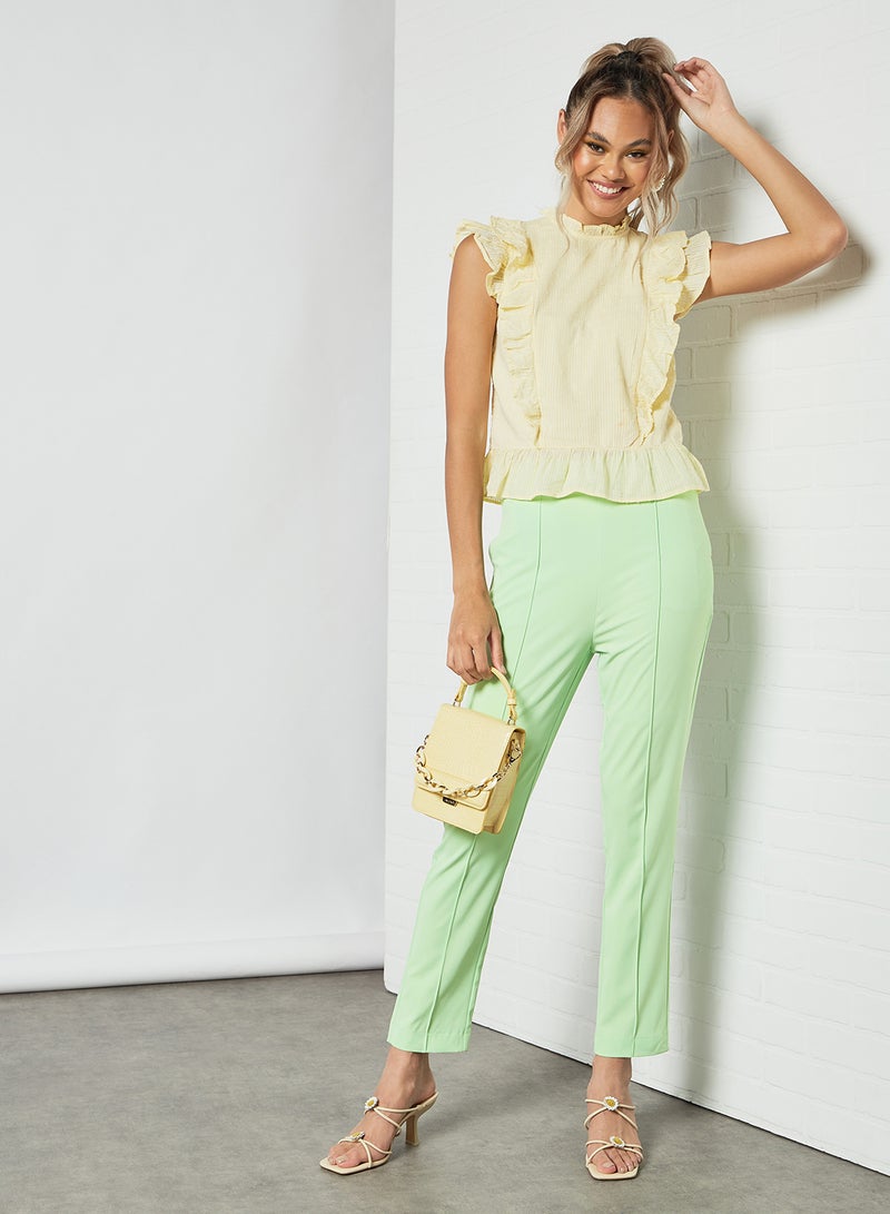 Pimkie - Pleat Detail Pants Green - Image 1