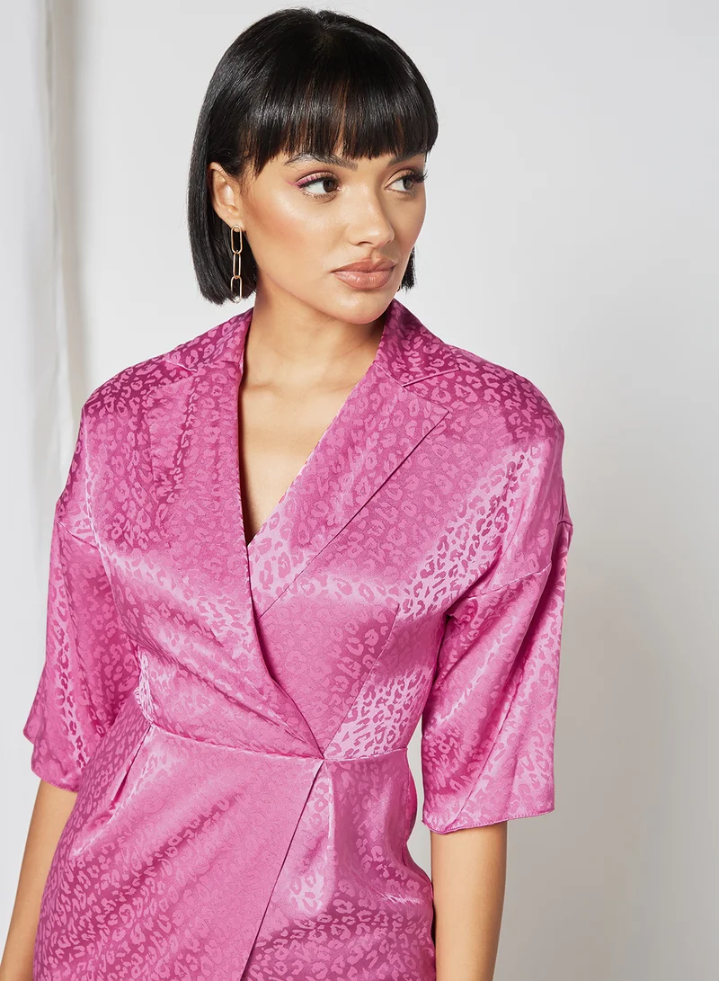 Closet London Satin Faux-Wrap Dress Pink