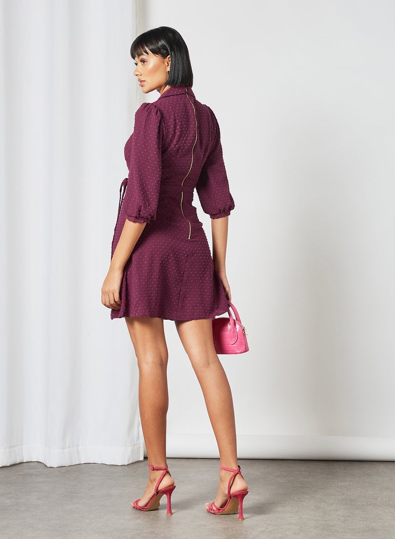 Closet London Polka Dot Print Wrap Dress Burgundy  - Image 4