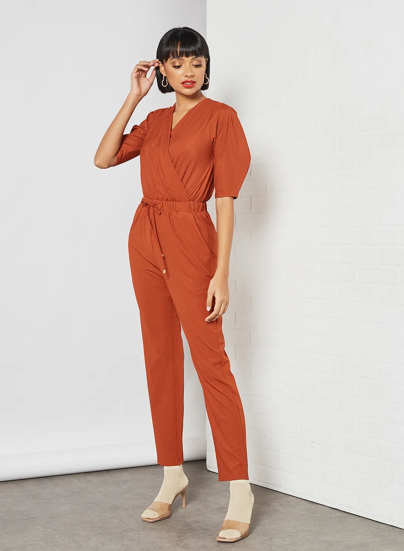Closet London Wrap Jumpsuit Rust
