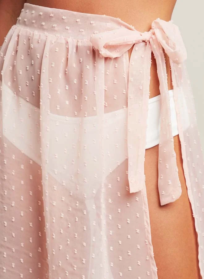 Closet By Styli Dobby Mesh Tie Sarong Pink
