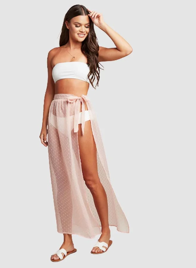 Closet By Styli Dobby Mesh Tie Sarong Pink